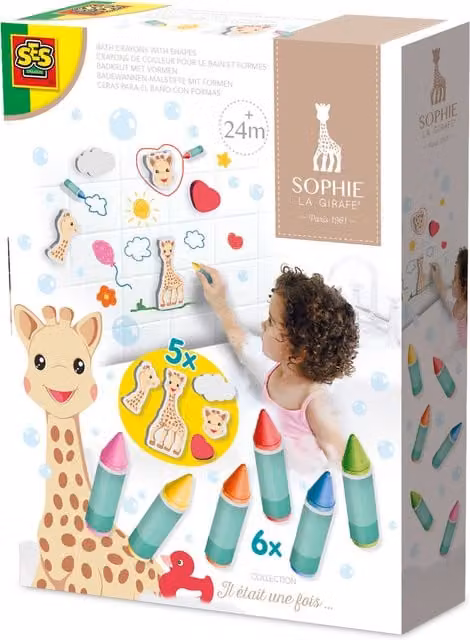 Sophie La Giraffe Multicolour Foam Bath Crayons with Shapes