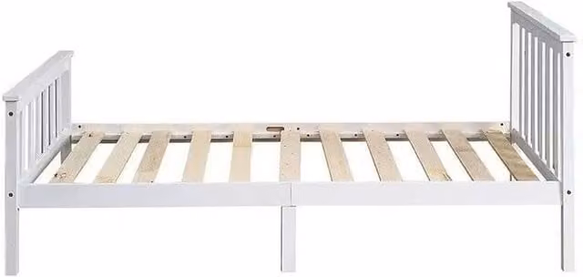 Kelvenix Small Double Wooden Bed Frame, White Lacquered Pine