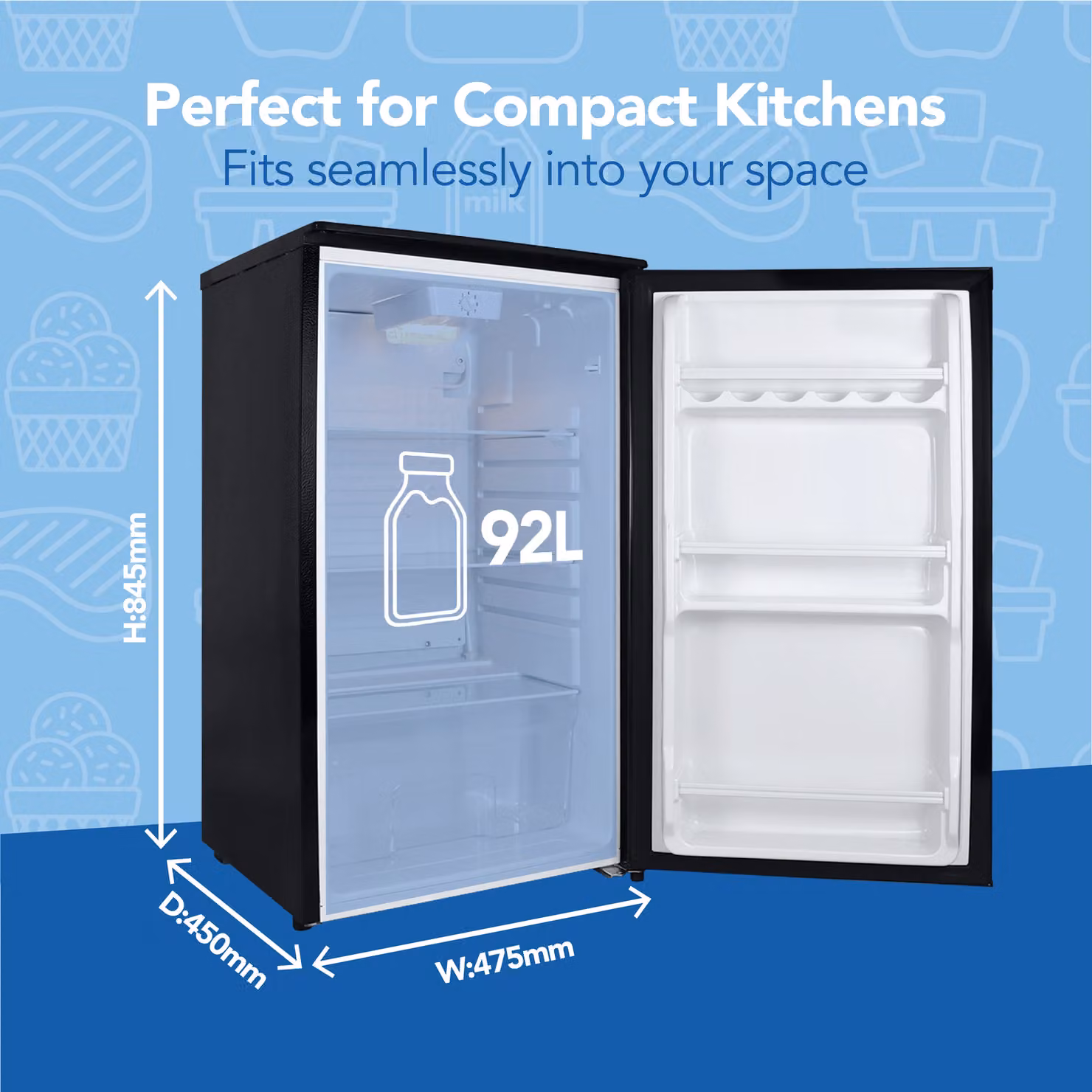 Igenix Under Counter Larder Fridge, Black, 92 Litres – 4