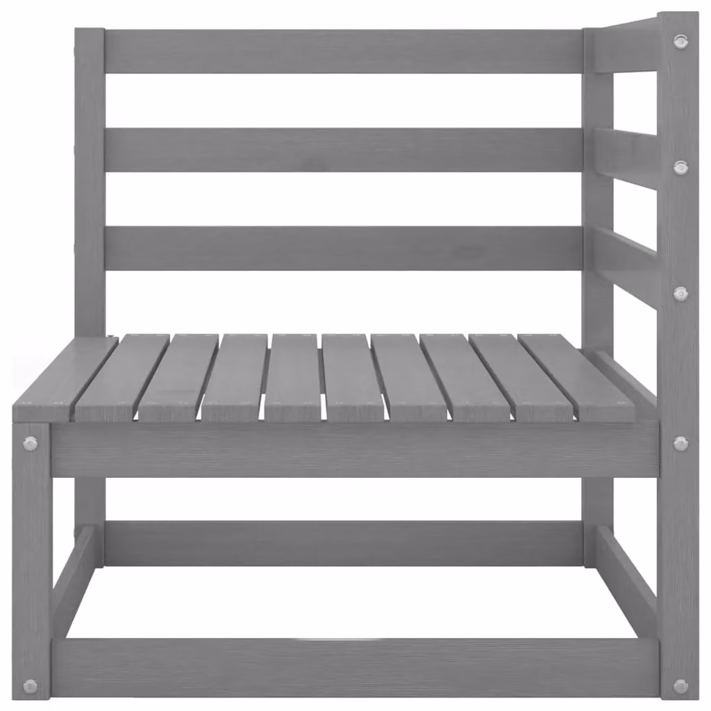 Berkfield Home Grey Solid Wood Pine 2 Piece Garden Corner Sofa Set – 3