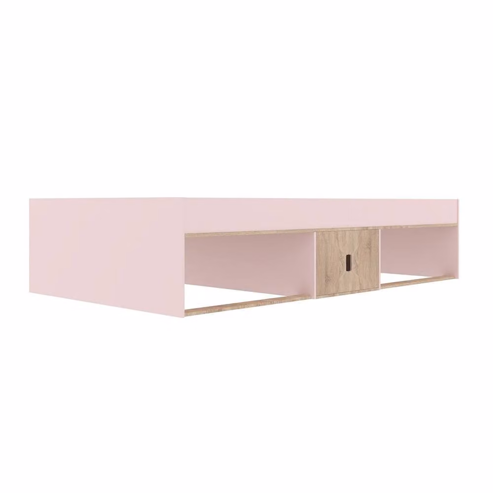 Kidsaw Low Single 3ft Cabin Bed in Pink and Oak with Side Compartments and House Frame, W/D/H: 90 x 190 cm – 2