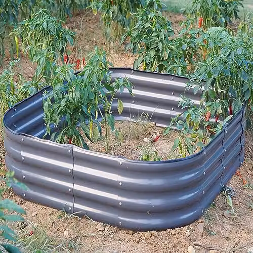 Gr8 Garden Grey Steel Raised Bed Planter for Vegetables, Herbs and Flowers, W/D/H: 120 x 120 x 30 cm