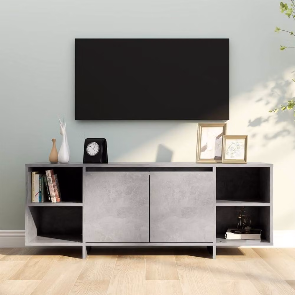 Berkfield Home Modern TV Cabinet in Concrete Grey, W/D/H: 130 x 35 x 50 cm – 2