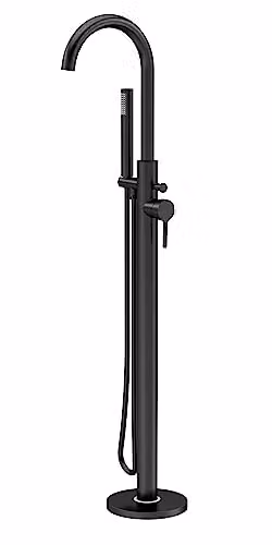 nuie CLX421 Aztec Floor Standing Bath Shower Mixer Tap with Kit, Matt Black, H: 120 cm