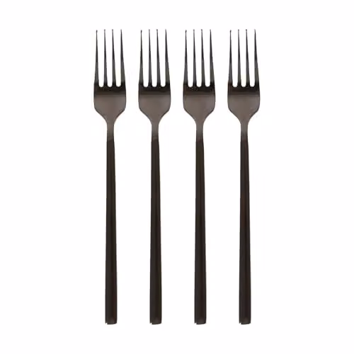 Argon Tableware Stainless Steel Dinner Forks, Pack of 4, Matte Black Finish – 1