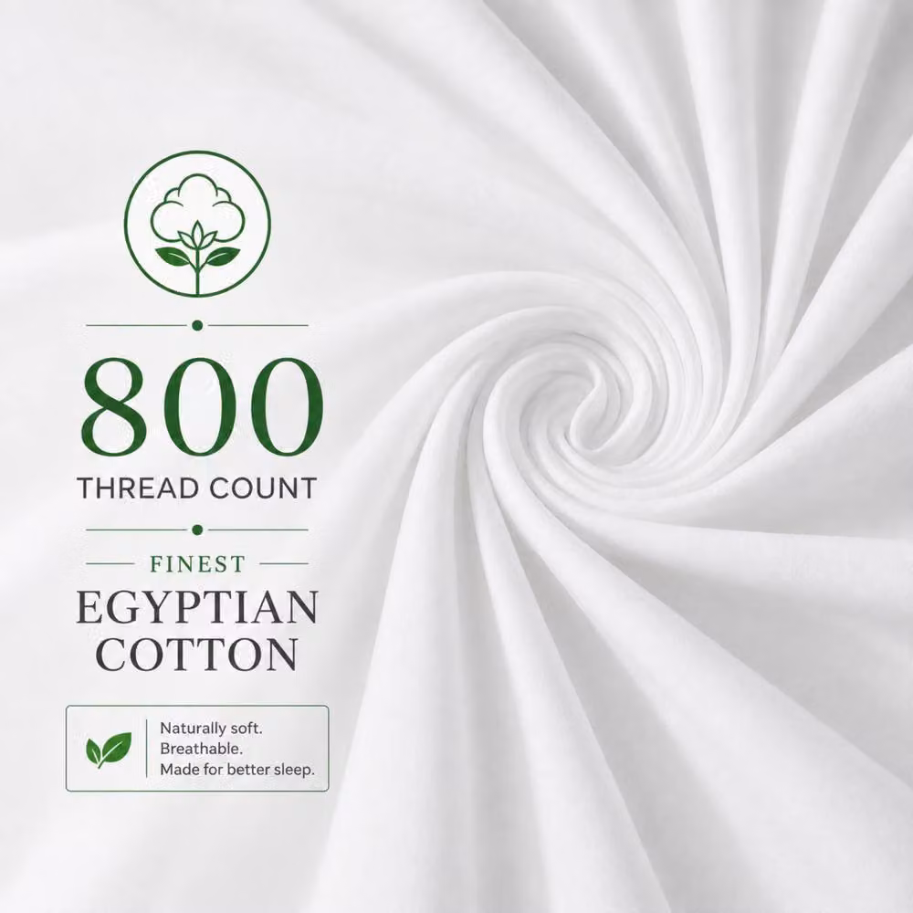 Pamposh 800TC Egyptian Cotton Sateen Duvet Cover Set with Grey Embroidery in White, Single, W: 90 cm x L: 200 cm – 3