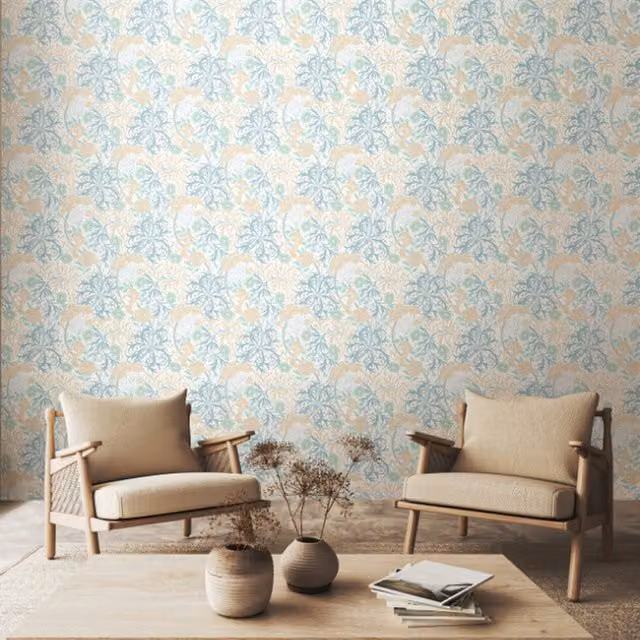Hoopla Walls Seaweed Garden in Soft Blue