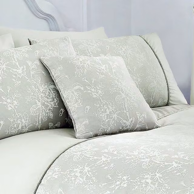 Dreams & Drapes Jasmine Green Floral Flannel Fleece Filled Square Cushion, W/D/H: 43 x 43 x 43 cm