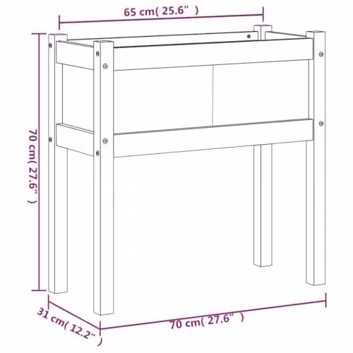vidaXL Rustic Garden Planter with Legs in Waxed Brown Solid Pine Wood, W/D/H: 70 x 31 x 70 cm – 3