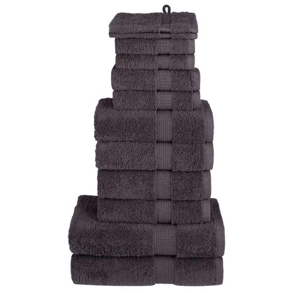 Berkfield Home SOLUND 12 Piece Premium Cotton Terry Towel Set in Anthracite, 600 gsm – 2