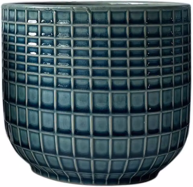 KDMD Hortus Braga Ceramic Tabletop Pot, Blue Green Petrol, H 15 cm x Dia 17 cm – 1