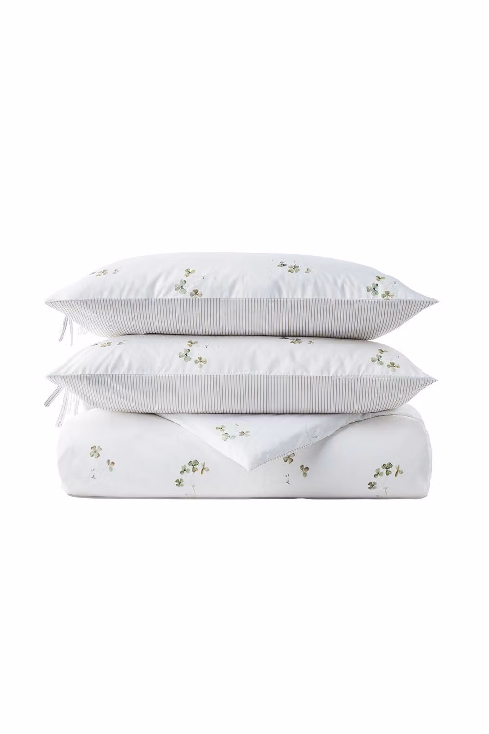 Christy Clover Romantic Floral Cotton Percale Bow-Tied Duvet Cover Set in White, W: 140 cm, H: 200 cm – 2