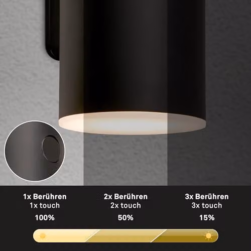 Briloner Rechargeable LED Outdoor Wall Light, Black, H 15.5 x W 7 x D 8 cm – 7