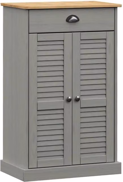 Berkfield Home VIGO Shoe Cabinet in Grey Solid Pine Wood, W/D/H: 60 x 35 x 96 cm