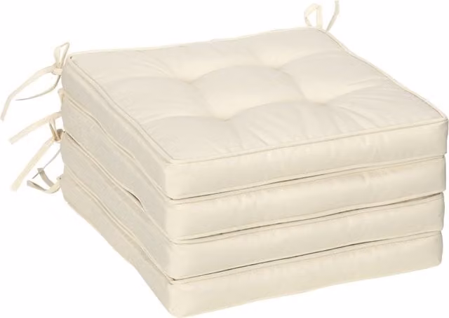 Outsunny Replacement Garden Seat Cushion Pad with Ties, White Polyester, Water Repellent and Breathable