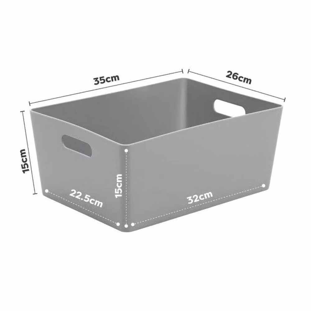 EONLION Pack of 3 Grey Plastic Handy Studio Baskets with Handles, Width: 50 cm – 2