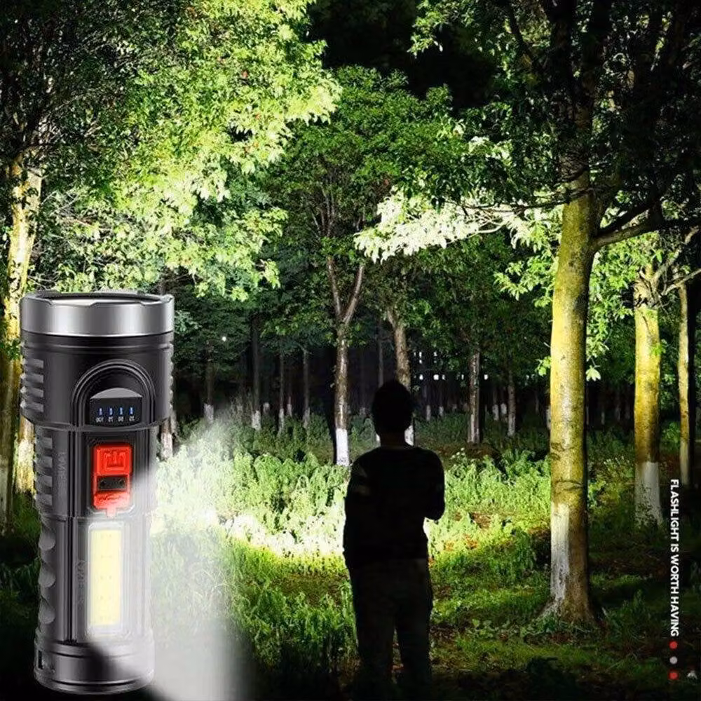 NESTLUNE Super Bright LED Flashlight Torch with USB Charging in Black – 5