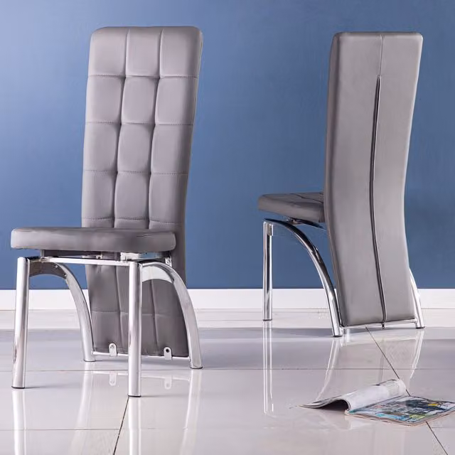 Modernique Grace Faux Leather Dining Chairs in Grey