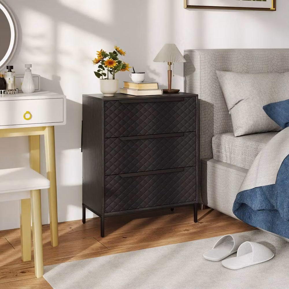 Wyld Haus Salimo 3 Drawer Fabric Dresser in Black – 8