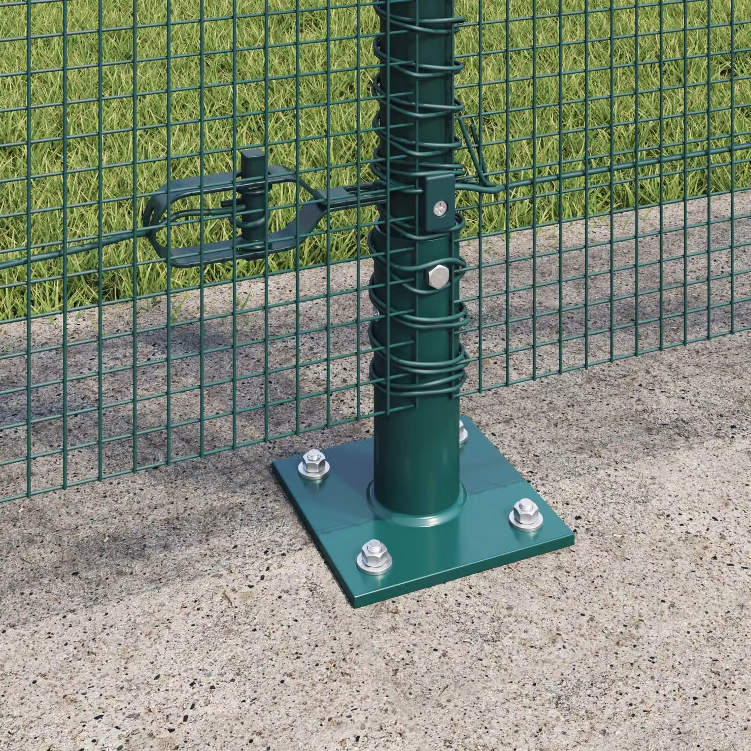 Berkfield Home Green Steel Welded Wire Fence with 13 Flanged Posts, H: 1.2 m x L: 50 m – 3