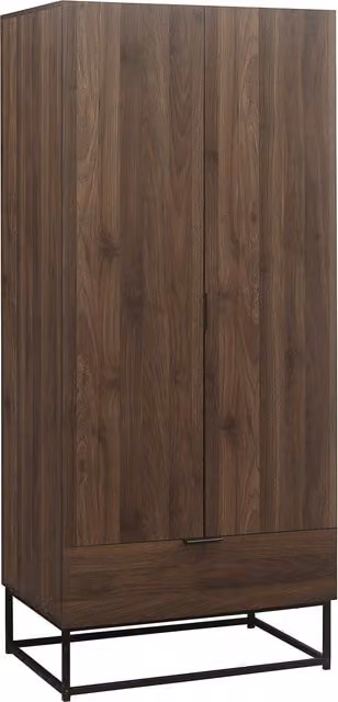 Birlea Houston 2 Door 1 Drawer Wardrobe in Walnut Brown