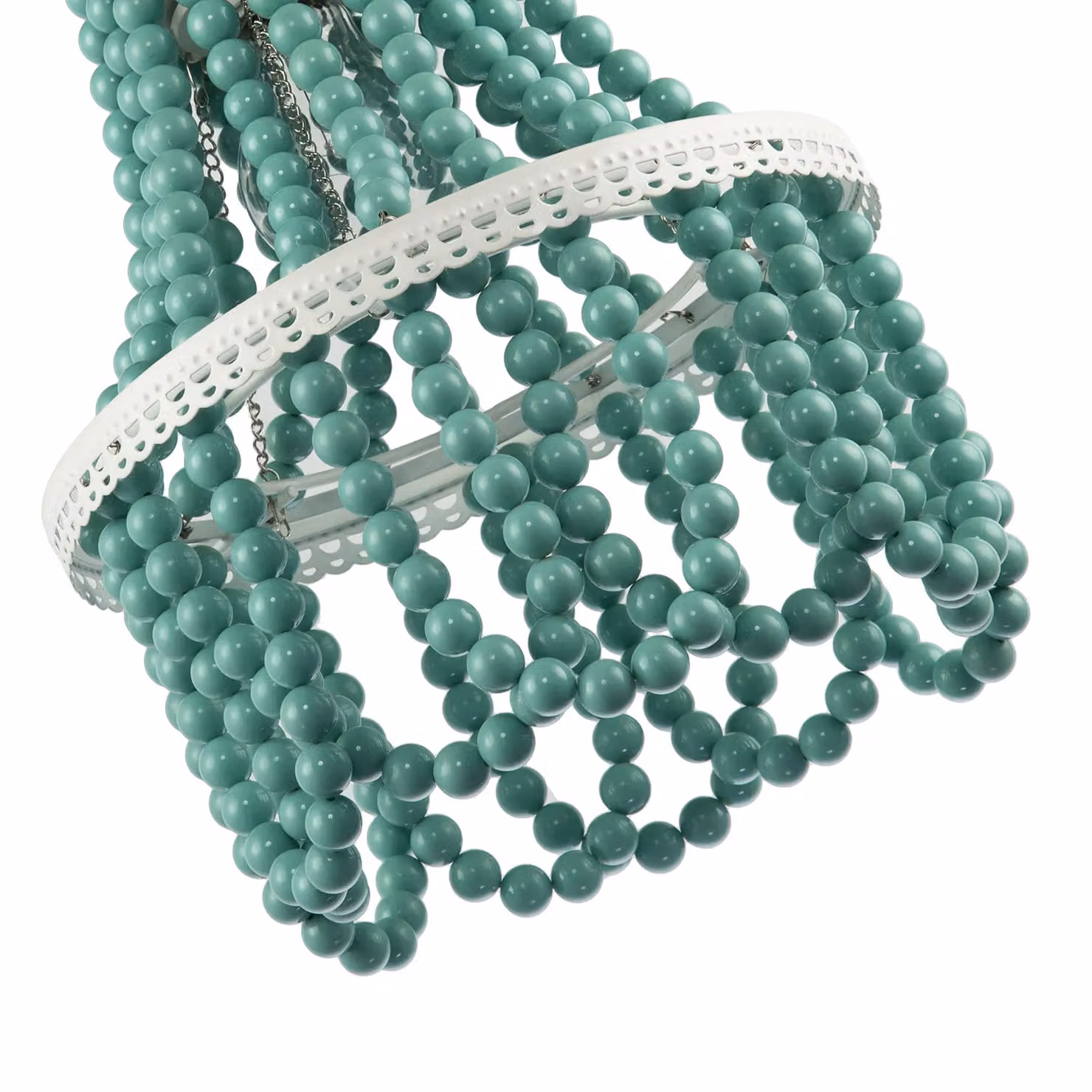 Happy Homewares Shabby Chic Ornate Round Chandelier Pendant Shade in Blue and White with Metal Details – 2