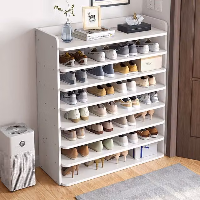 Living and Home 8-Tier Shoe Rack Cabinet in White, Width: 82 cm – 1