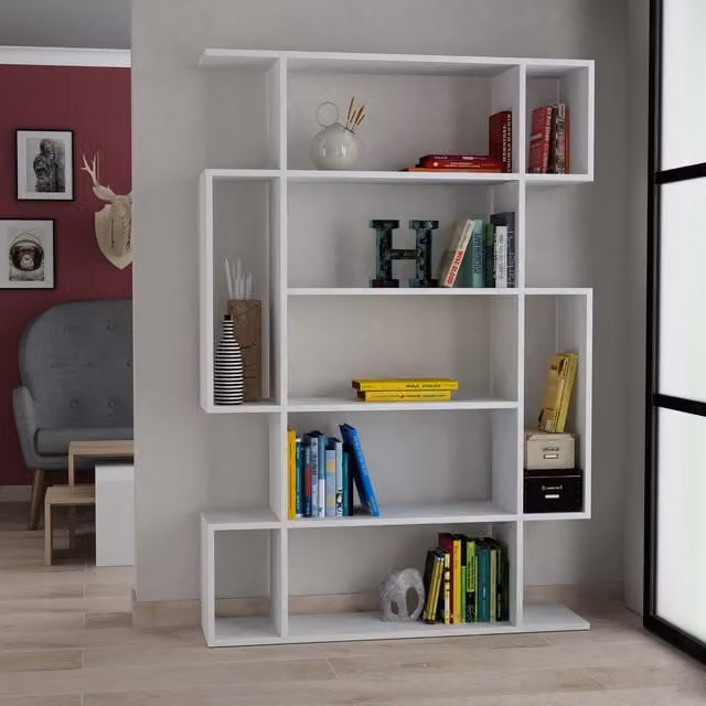 Decortie Mito Modern Wall Mounted Bookcase Display Unit in White