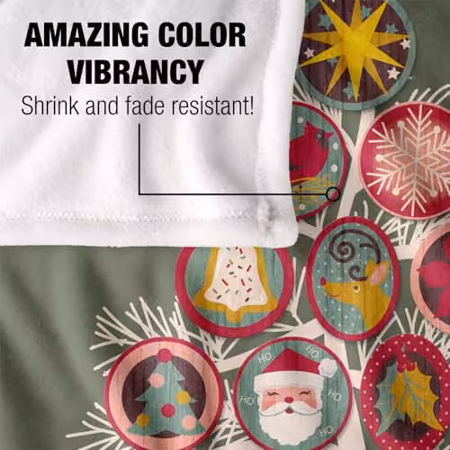 JQ Licensing Christmas Tree Ornaments Silky Touch Super Soft Fleece Throw Blanket in White, W/D/H: 152 x 127 cm – 3
