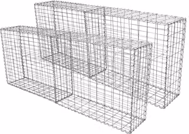 Monstershop Silver Galvanised Steel Wire Mesh Gabion Baskets, 4 Pack, W: 100 cm, D: 80 cm, H: 30 cm