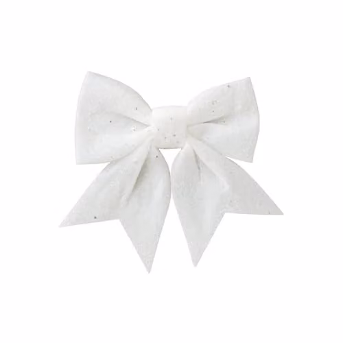 Melody Maison Set of 4 White Glitter Christmas Bow Hanging Pendants – 5