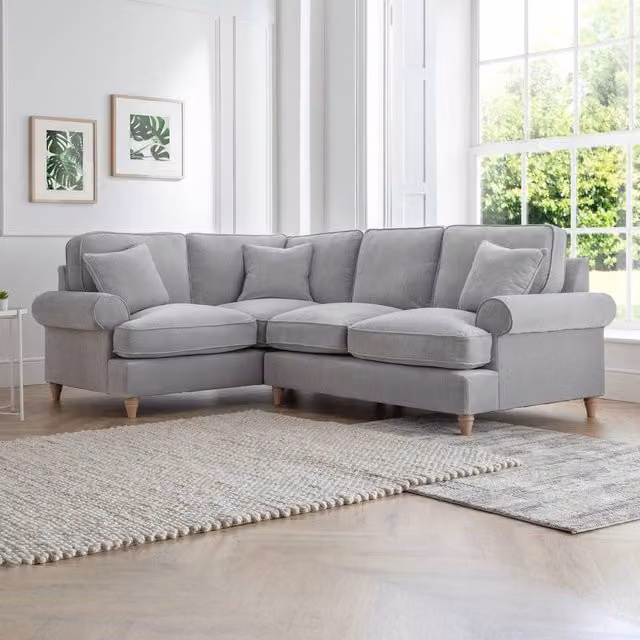 The Great Sofa Company Ezra Left Hand Velvet Corner Sofa in Light Grey – 1