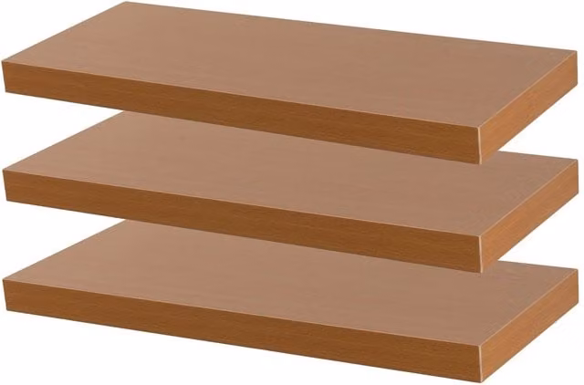 Harbour Housewares Set of 3 Brown Modern Wall Mounted Floating Shelves, Width: 60 cm – 1