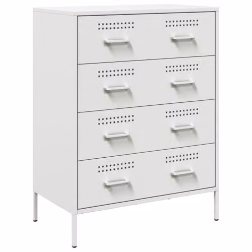 vidaXL Industrial Metal Sideboard in White, W/D/H: 68 x 39 x 89 cm