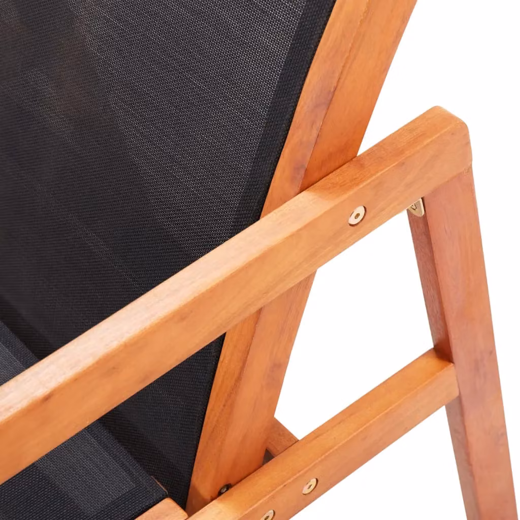 Berkfield Home Garden Lounge Chair in Black Solid Eucalyptus Wood and Textilene – 4