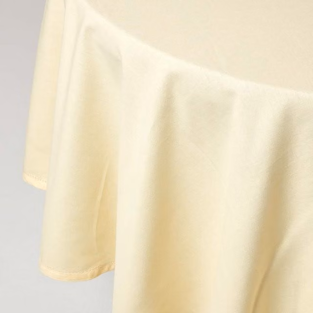 Homescapes Plain Round Cotton Tablecloth in Beige