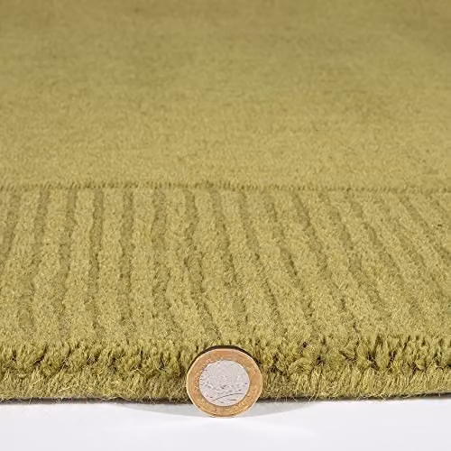 Mayfair Hand-Knotted 100% Natural Wool Living Room Area Rug in Green, W: 160 cm, L: 230 cm – 3