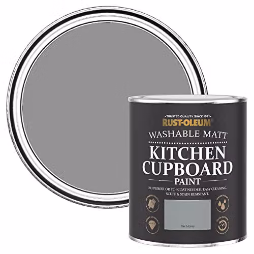 Rust-Oleum Water Based Kitchen Cupboard Paint in Matt Grey, 750ml – 1