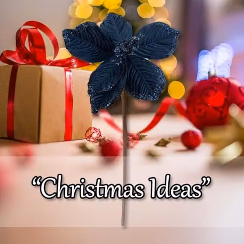 VFM e-Store Blue Fabric Poinsettia Christmas Pick, W/H: 32 x 18 cm – 5