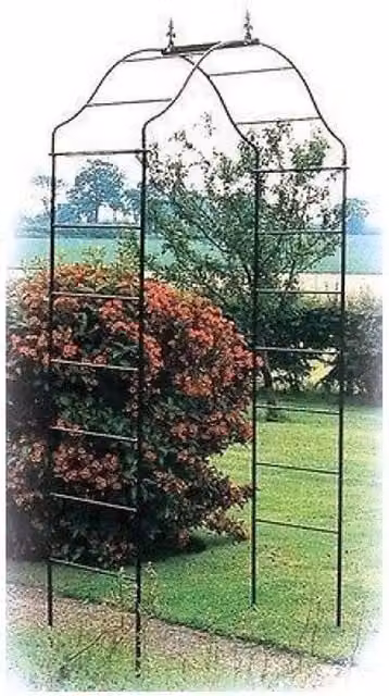 Poppyforge Arcadia Arch Garden Archway in Black Solid Steel, W/D/H: 91.4 x 48.3 x 213.4 cm