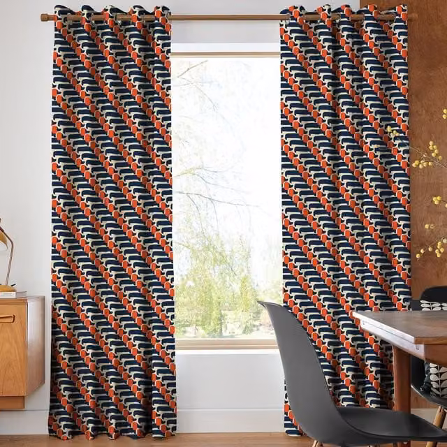 Orla Kiely Dog Show Made to Measure Blackout Cotton Fabric Panel Curtain in Multicolour