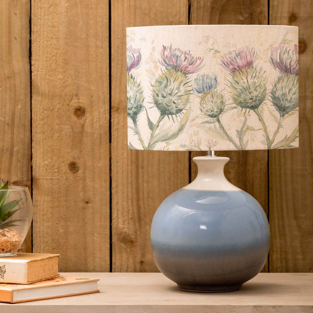 Voyage Maison Neso Ceramic Tabletop Lamp with Thistle Glen Eva Fabric Lampshade in Beige and Multicolour – 2