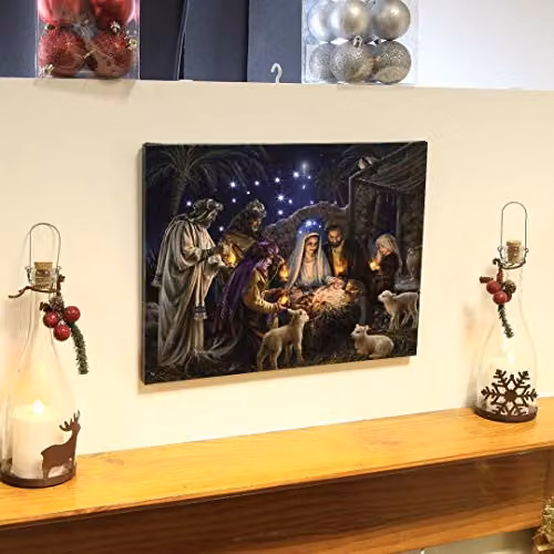 Premier Decorations Nativity Scene Multicolour Christmas Canvas Wall Picture W: 40 cm, H: 30 cm, D: 30 cm – 2