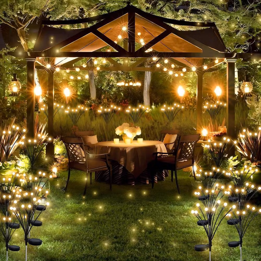 Garwarm Waterproof Solar Garden Firefly Decorative Lights with Multicolour RGB Effect and Dusk Sensor – 6