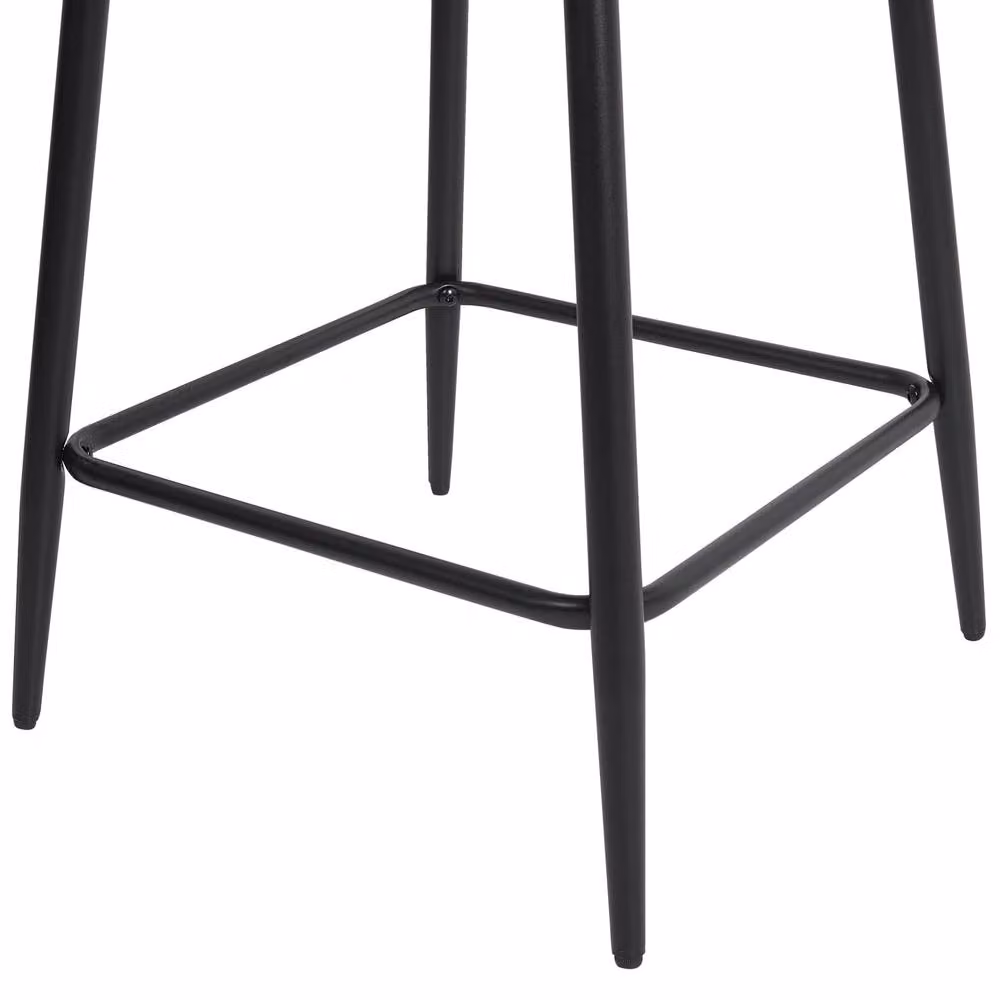 Wyld and Coco Set of 2 Emerald Green Velvet Armless Bar Stools with Matte Black Steel Legs – 5