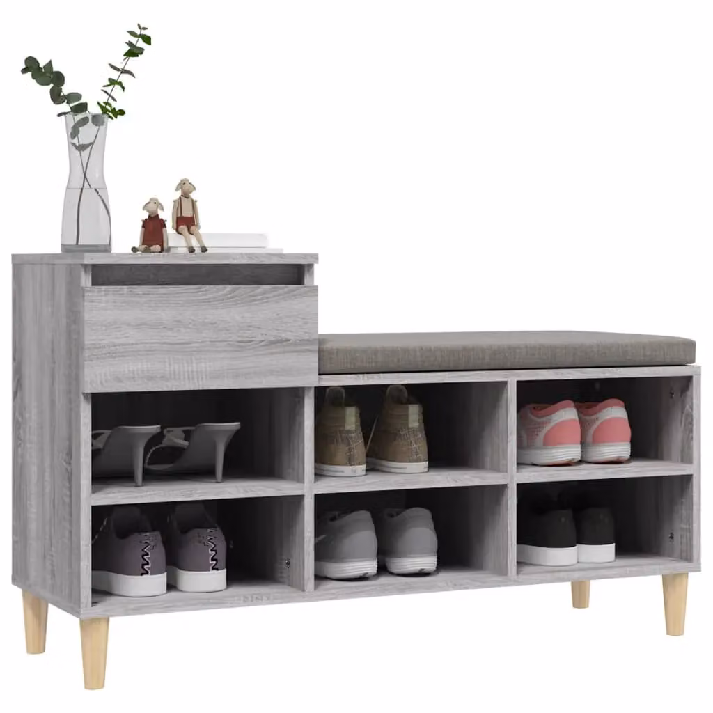 Berkfield Home Grey Sonoma Shoe Cabinet with Integrated Seat, W/D/H: 102 x 36 x 60 cm – 3