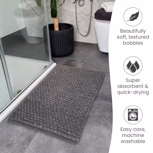 Allure Bath Fashions Luxury Chunky Bobble Bath Mat in Dark Grey, W: 50 cm, D: 80 cm – 3