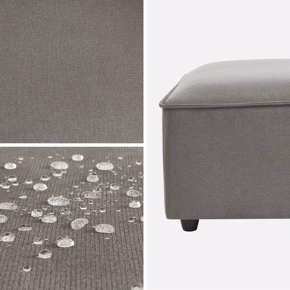 sweeek Square Pouffe in Water-Repellent Fabric, Light Grey – 3