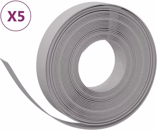 Berkfield Home Garden Edgings, 5 Pieces, Grey, 10 m, 10 cm, Polyethylene – 1