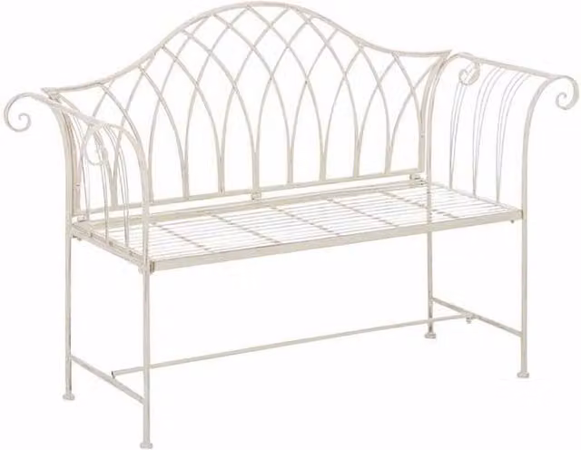 Ascalon Design Ltd Rustic Metal Garden Bench in Beige/White, W: 40 cm, D: 40 cm, H: 94 cm